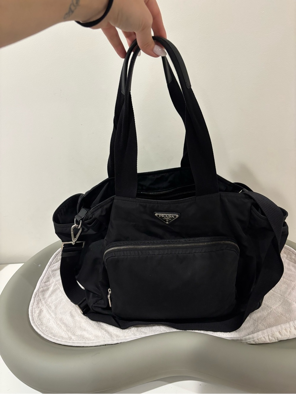 Prada Black maturnity diaper bag Nylon Shoulder Tote - Picture 2 of 4